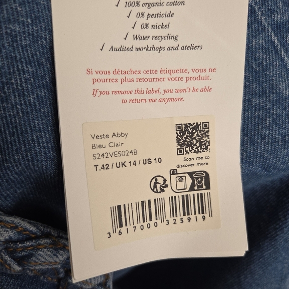 Sezane Abby Vest in Light Blue size 42 NWT - Picture 8 of 10